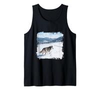 Husky Courir Neige Hiver Montagne Paysage Scène Extérieure Débardeur