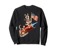 Husky de Sibérie 4 Juillet Feu d'artifice Drapeau américain Sweatshirt