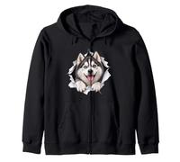 Husky de Sibérie drôle regardant Mignon Amoureux des Chiens Maman Papa Sweat à Capuche
