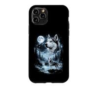 Husky de Sibérie Gris Hurlant à la Lune rétro années 90 Coque pour iPhone 11 Pro