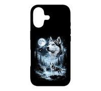 Husky de Sibérie Gris Hurlant à la Lune rétro années 90 Coque pour iPhone 17