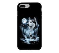 Husky de Sibérie Gris Hurlant à la Lune rétro années 90 Coque pour iPhone 7 Plus/8 Plus