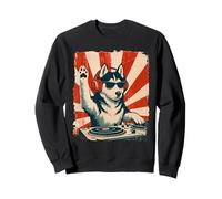 Husky DJ House Music, amateur de chiens rétro Sweatshirt