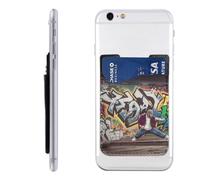 Husky Dog Imprimé Téléphone Card Holder Wallet, Adhésif 3M Stick sur Téléphone Wallet Case pour iPhone et Android, Graffiti Hip Hop, Taille unique, Décontracté
