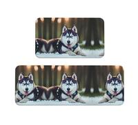 Husky Dog Lot de 2 tapis de cuisine de Noël rembourrés pour le sol, tapis de sol confortable
