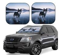 Husky Dog on a Frozen Lake Lot de 2 pare-soleil pliables pour fenêtre avant de voiture pour la plupart des voitures, accessoires d'intérieur de véhicule universels, bloquant le soleil, grande taille