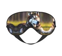 Husky Dog Print Masque de sommeil doux pour les yeux Masque Occultant Convient pour Voyage/Bureau/Yoga/Sieste