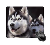 Husky Dog Tapis de souris avec bords cousus, tapis de souris lavable en tissu antidérapant, design parfait pour les jeux, ordinateur portable, travail de bureau