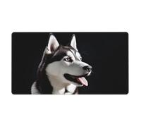 Husky Dog Tapis de souris imprimé chien 40 x 75 cm Grand tapis de souris de jeu antidérapant imperméable à bords cousus en caoutchouc souple pour la maison, le bureau