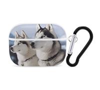 Husky Dogs Coque pour AirPods Pro 2, coque de protection rigide antichoc pour homme et femme, compatible avec coque Airpod Pro 2e/1ère génération, avec porte-clés, blanc