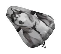 Husky Dogs - Housse de coussin de siège de vélo rembourrée douce pour homme et femme - Housse de selle de vélo de route imperméable avec cordon de serrage - Coussin de remplacement pour VTT