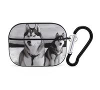 Husky Dogs Snow Coque pour AirPods Pro 2, coque de protection rigide antichoc pour homme et femme, compatible avec coque Airpod Pro 2e/1ère génération, avec porte-clés (noir)