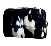 Husky Dogs Trousse à cosmétiques pour femme, trousse de toilette de voyage, grande pochette de maquillage pratique avec fermeture éclair, multicolore, 18.5x7.5x13cm/7.3x3x5.1in, Trousse de toilette