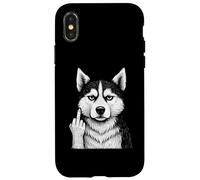 Husky Doigt d'honneur Sarcastique Amoureux des Chiens Coque pour iPhone X/XS