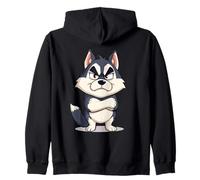 Husky Grincheux - Illustration Animale Cartoon Sweat à Capuche