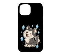 Husky Heureux avec Cristaux Coque pour iPhone 15