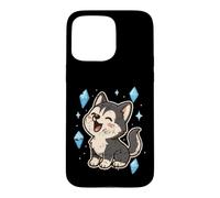 Husky Heureux avec Cristaux Coque pour iPhone 15 Pro Max