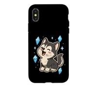 Husky Heureux avec Cristaux Coque pour iPhone X/XS