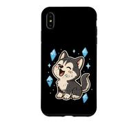 Husky Heureux avec Cristaux Coque pour iPhone XS Max