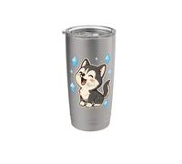 Husky heureux avec cristaux Gobelet isotherme en acier inoxydable double paroi
