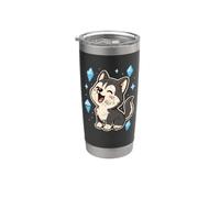 Husky heureux avec cristaux Gobelet isotherme en acier inoxydable double paroi