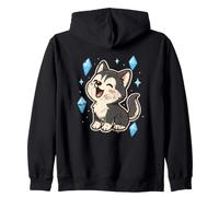Husky Heureux avec Cristaux Sweat à Capuche