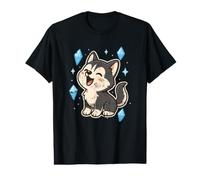 Husky Heureux avec Cristaux T-Shirt Graphique avec Valeur