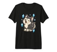 Husky Heureux avec Cristaux T-Shirt Haut de Gamme