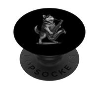 Husky Jouant Saxophone Jazz Musique Amoureux des chiens PopSockets PopGrip Adhésif