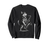 Husky Jouant Saxophone Jazz Musique Amoureux des chiens Sweatshirt