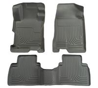 Husky Liners Weatherbeater Floor Mats | Fits 2006-2011 Honda Civic 4-Door | Front & 2nd Row, 3-pc Grey - 98412