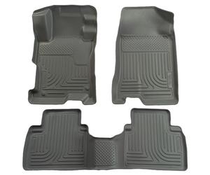 Husky Liners Weatherbeater Floor Mats | Fits 2006-2011 Honda Civic 4-Door | Front & 2nd Row, 3-pc Grey - 98412