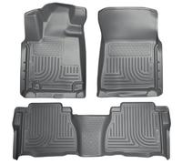 Husky Liners Weatherbeater Floor Mats | Fits 2007-2011 Toyota Tundra, CrewMax & Double Cab (Footwell Coverage) | Front & 2nd Row, 3-pc Grey - 98582