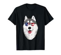 Husky Patriotique Portant des Lunettes de Soleil américaines T-Shirt