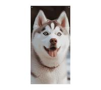 Husky Piquant Dog Housse de porte Printemps été à suspendre Drapeau Panneau de porche Extérieur Vacances Décoration de cour pour porte d'entrée et porche