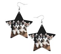 Husky Puppies Dogs Boucles d'oreilles élégantes en cuir en forme d'étoile Accessoires tendance et uniques pour un usage quotidien, taille unique
