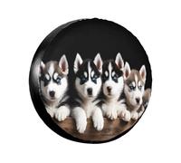 Husky Puppies Dogs Housse de protection de pneu universelle imperméable pour SUV, camion, remorque, ajustement ajustable. 40,6 cm