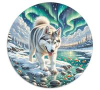 Husky Puzzle 1000 Pièces Jeu Cadeau Unique Pets Mignons Puzzle Rond Jeu D'Intelligence pour Adultes Et Enfants1000pcs (67.5x67.5cm)