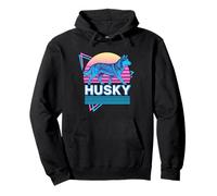 Husky Retro Vintage Synthwave Esthétique Chien Lover Sweat à Capuche