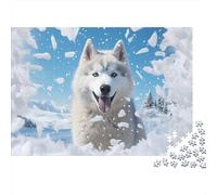 Husky sibérien 1000 PC Carton DIY Style Aventure Hiver Puzzle, Entraînement Concentration Adolescents, Soulagement Stress & Loisirs Après L'école 52x38cm/1000pcs
