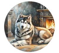 Husky sibérien 1000 Pièces Puzzle Circulaire Animal de Compagnie Chien Puzzles Classiques Puzzle Rond Créatif Difficile Impossiblepour Adultes Cadeaux 1000pcs (67.5x67.5cm)