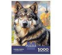 Husky sibérien Paquet 1000 Pièces Premium Carton Loup dans la forêt Puzzle, Entraînement Cerveau Adultes, Décompression, Cadeau & Bureau Loisirs 38x26cm/1000pcs