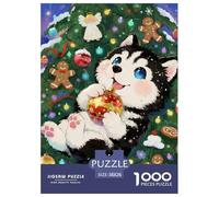 Husky sibérien Puzzles De 1000 Pieces pour Adultes Christmas for Animal de Compagnie Chiens Classiques pour Jeux Et Activités Familiales Stimulantes, Décoration D'intérieur 38x26cm/1000pcs