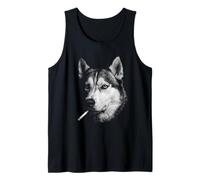 Husky Smoking Cigarette Vintage Sibérien Husky Drôle Meme Débardeur