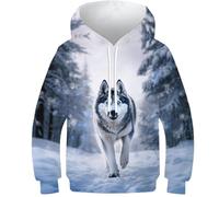 Husky Sweat À Capuche Pour Enfants 3D Garçons Filles Sweats À Capuche Motif Imprimé Unique Pull Drôle Sweats À Manches Longues Confortable Loisirs Pulls À Capuche Pulls À Capuche Pour Adolescents Avec
