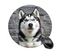Husky Tapis de souris rond amusant en caoutchouc antidérapant pour ordinateur portable 19 x 20 cm pour bureau et maison