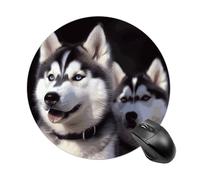 Husky Tapis de souris rond amusant en caoutchouc antidérapant pour ordinateur portable 19 x 20 cm pour bureau et maison