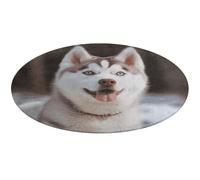 Husky Tapis rond doux et absorbant et antidérapant Motif chien piquant 80 x 80 cm pour chambre à coucher, salon, décoration d'intérieur