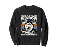 Husky Voiture Fenêtre Oreilles Horizontal Drôle Chien Meme Sweatshirt