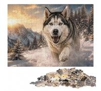 Husky with Diamond Grill Puzzle pour Adultes en Bois | Cadeau sans écran pour Noël avec loisir manuel en intérieur le w nd.
